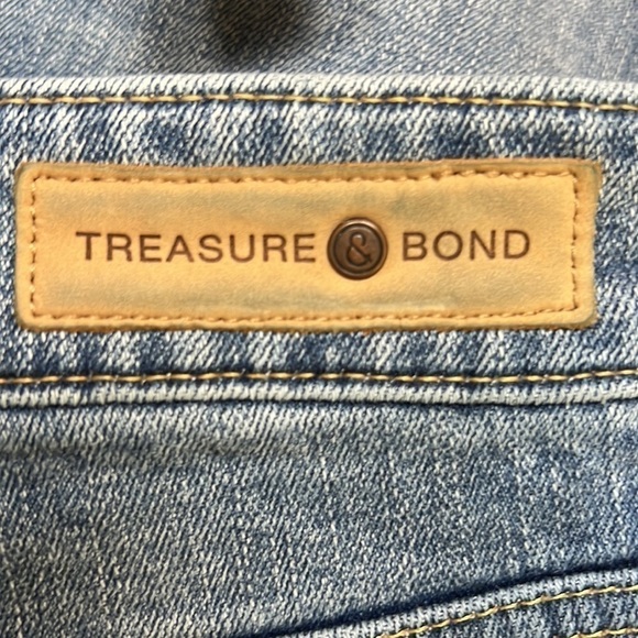 TREASURE & Bond Grant Mid Rise Ankle Boyfriend Jeans w/Floral Embroidery- Sz 28 - Picture 6 of 8